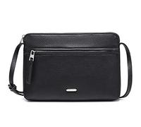 David Jones - Damen Umhängetasche - Kleine Flache Handtasche PU Leder - Tasche Klassiche Elegante Beuteltasche Reise Shopping Handytasche Arbeit Clutch Party - Schwarz