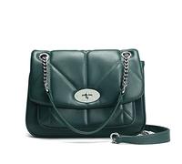 David Jones - Damen Kleine Umhängetasche Gesteppte - Elegante Crossbody Bag PU Leder Tasche - Klappe Schultertasche Handtasche Frau - Stilvolle Abdentasche Clutch Schick Modisch Party - Grün