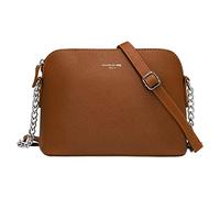 David Jones - Damen Kleine Umhängetasche - Handtasche PU Leder Frau - Crossbody Bag Tasche Kette Schultertasche - Abendtasche Reißverschluss - Alltag Elegant Modisch Schick Party Clutch Cognac Braun