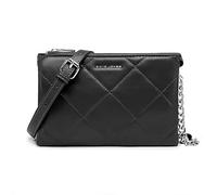 David Jones - Damen Kleine Umhängetasche - Mini Crossbody Bag Geseppte Handtasche Steppmuster PU Leder Tasche Frau - Kette Schultertasche Abendtasche Clutch Elegante Flache Party Handy - Schwarz
