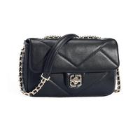 David Jones - Damen Kleine Umhängetasche - Schultertasche Handtasche PU Leder Frau - Gesteppte Tasche mit Klappe Drehverschluss - Crossbody Bag für Alltag - Abendtasche Modisch Elegant - Schwarz