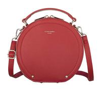 David Jones - Damen Runde Umhängetasche - Frauen Kreis Tasche PU Leder - Elegante Crossbody Bag - Top Griff Schultertasche - Schicke Kleine Handtasche - Clutch Pochette Abendtasche Mode - Rot