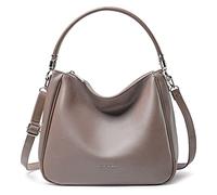 David Jones - Damen Schultertasche Hobo - Mittelgroße Umhängetasche Weich PU Leder Frau - Shopper Handtasche Lange Henkel - Klassische Tasche Alltag Beuteltasche - Einfache Henkeltasche - Taupe Grau