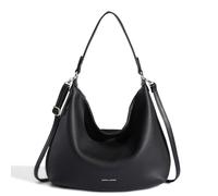 David Jones - Damen Schultertasche Hobo Tasche - Große Shopper Handtasche Weichem PU Leder - Henkeltasche Lange Henkel für Schulter - Umhängetasche Klassisch Einfach Alltag Arbeit Tote Bag - Schwarz