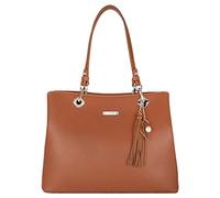 David Jones - Damen Schultertasche Weiche PU Leder - Frauen Große Tote Shopper Bag Lange Henkel - Handtasche Henkeltasche Tragetasche Elegante Arbeit City Alltags Shopping Reise Mode - Cognac Braun
