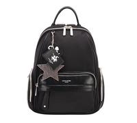 David Jones - Rucksack Damen Klein - Tagesrucksack Nylon & PU Leder Frau - Backpack mit Reißverschluss & Vielen Taschen - Cityrucksack Mädchen Elegant Mode - Daypack Alltag Freizeit Reisen - Schwarz