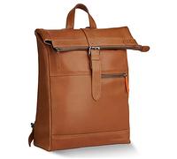 DAVIDOFF ESSENTIALS Herren Rucksack Cognac - moderner Business Rucksack aus feinem Leder - hochwertiger Kurierrucksack mit Reißverschluss