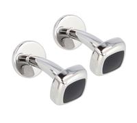 Davidoff Essentials Manschettenknöpfe Messing 1 cm silber-schwarz (23541) schwarz