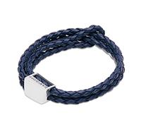 DAVIDOFF Home Run Herren Armband Dunkelblau - sportliches Armband aus handgeflochtenem Leder - Lederarmband mit Metallelement und Schiebeverschluss
