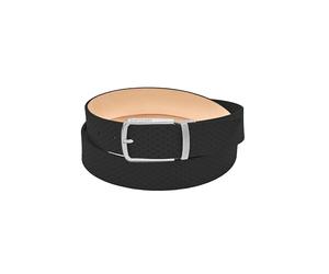 DAVIDOFF PARIS Belt - Schwarzer Herren-Gürtel mit verstellbarer Länge - Aus echtem Kalbsleder mit Flechtmuster und verchromter Messingschnalle - Ideal für Business und Arbeit