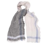 DAVIDOFF PARIS Herren Schal - eleganter Schal aus 100% Ultraleichtes Leinen - Legerer Schal mit Colorblocking-Muster in Grau, Weiß und Hellblau - Grey, Blue Scarf