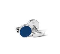 DAVIDOFF PARIS Manschettenknöpfe aus Edelstahl - Blau/Silber, rund, PARIS-Muster