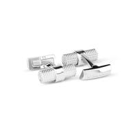 DAVIDOFF PARIS Manschettenknöpfe aus Edelstahl - Silber, Fassform, PARIS-Muster, guillochiert