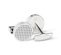 DAVIDOFF PARIS Manschettenknöpfe aus Edelstahl - Silber, rund, guillochierter Rand