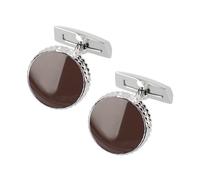 Davidoff Paris Manschettenknöpfe Messing 1,8 cm chrome lack braun poliert (23444) braun