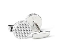 DAVIDOFF PARIS Manschettenknöpfe Silber - exklusive Messing rhodinierte Manschettenknöpfe mit PARIS-Muster - edle Herren Accessoires mit guillochiertem Rand