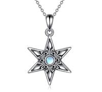 Davidstern Kette 925 Sterling Silber Mondstein Davidstern Anhänger Halskette Jüdischer Schmuck Geschenke für Damen Männer