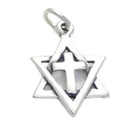 Davidstern mit Kreuz Sterling Silber Charm .925 x 1 Heilige Charms