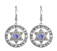 Davidstern Ohrringe Megan Star Israel Hebräische Ohrringe für Frauen Vintage Jüdischer Schmuck mit blauem Zirkon (Silberton)