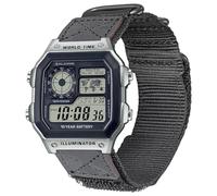 DAVILANE 18 mm Uhrenarmband für Casio AE-1000W AE-1200 AE-1300 AEQ-110W AQ-S800W MRW-200H MRW-S300 SGW-300H SGW-400H W-216H W-218H W-735H, robustes Nylon-Sportarmband, schwarz/blau, 10.4 inches