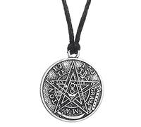 Dawapara Halskette mit Anhänger in antikem hebräischem Esoterischem Tetragrammaton, Pentagramm, Name Gottes, Segensschmuck für Herren, Metall, Kein Stein