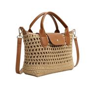 DAWCBVJQ Boho Handtaschen Für Damen Kleine Boho Häkelbeutel Mit Lederbesatz