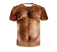 Dawery Hairy Chest Printed 3D Men Women Short Sleeve Funy Originality Crewneck Streetwear Summer T-Shirt 4XL