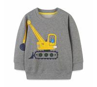 DAWILS Jungen Sweatshirt Baumwolle Fleece Rundhals Pullover Für Kinder Warme Sportwear Weihnachts Langarm Bagger Bronze Kapuzenpullover Hemden Jacke Oberteil 110