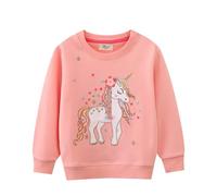 DAWILS Mädchen Sweatshirt Einhorn Rosa Baumwolle-Fleece Pullover Für Kinder Warme Dünne Sportwear Weihnachts Pullis Shirt Baby Jacke Oberteil 4 Jahre Gr.104