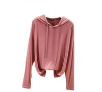 Dawwoti Damen Modal Hoodies Einfarbig Kordzug Hoodies Übergroße Pullover Sweatshirts Langarm Tunnelzug Sunshirt (DE/NL/SE/PL, Alphanumerisch, L, Regular, Regular, Dunkelrosa)