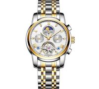 DAXIAOYU Automatikuhren für Herren, luxuriös, Skelett, Schwungrad, mechanische Armbanduhren, klassischer Kalender, Business-Mann-Uhr, Gold Silber, Luxuriös