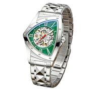 DAXIAOYU Automatische dreieckige mechanische Uhren für Herren, Punk-Rap-Stil, Edelstahl, leuchtend, wasserdicht, Herren-Armbanduhr, Stahlgrün, Luxuriös