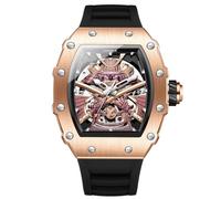 DAXIAOYU Einzigartige hohle Skelett-Automatik-Uhrwerk, mechanische Uhren für Herren, modisch, schwarz, wasserdicht, leuchtende Armbanduhr, Rosa / Schwarz, Luxuriös