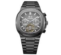 DAXIAOYU Fashion Business Herren Automatik Mechanische Uhr Tourbillon Multifunktions Komplett Kalender Leuchtende Edelstahl Uhren, Schwarz, Luxuriös