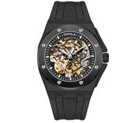 DAXIAOYU Herren-Armbanduhr, wasserdicht, automatisch, mechanisch, hohles Skelett, modisch, mehrfarbig, Silikonarmband, leuchtend, Luxus, Sport-Armbanduhr, Schwarz, Luxuriös