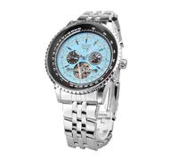 DAXIAOYU Luxuriöse automatische mechanische Uhr für Herren, hohl, Tourbillon, wasserdicht, leuchtend, Datum, Woche, Multifunktions-Edelstahl-Herrenuhren, Gold, Luxuriös