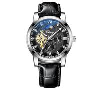 DAXIAOYU Luxuriöse mechanische Herrenuhr mit automatischem Aufzug, Tourbillon, Skelett, wasserdicht, Business-Armbanduhr, männliche Uhr, schwarz/silberfarben, Luxuriös