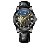 DAXIAOYU Luxuriöse mechanische Herrenuhr mit automatischem Aufzug, Tourbillon, Skelett, wasserdicht, Business-Armbanduhr, männliche Uhr, Schwarz, Luxuriös