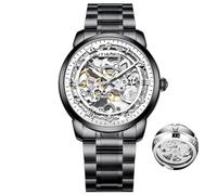 DAXIAOYU Modische exquisite automatische mechanische Herrenuhren, wasserdicht, 3D-Schnitzerei, Zifferblatt, leuchtende Uhr, Relogio Masculino + Box, silber, Luxuriös