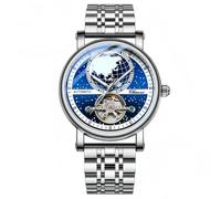 DAXIAOYU Modische Tourbillon-Herren-Armbanduhr, automatisch, mechanisch, klassisches Zifferblatt, wasserdicht, leuchtend, ausgehöhlt, Edelstahl-Armbanduhr für Herren, silber