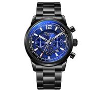 DAXIAOYU Multifunktionale automatische mechanische Uhr für Herren, wasserdicht, leuchtend, Luxusuhren, Wochen-, Monats-, Kalenderanzeige, Business-Armbanduhr, Schwarz-Blau-Stahl, Luxuriös
