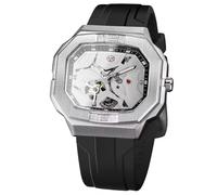 DAXIAOYU Quadratische automatische mechanische Uhren für Herren, Skelett-Design, modische Herrenuhren, Silikonband, wasserdicht, leuchtend, klassisch, lässig, Sport, mechanische Uhr, Weiss/opulenter