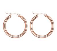 day.berlin Damen Creolen 25mm Durchmesser in Rosegold 18k vergoldet, schlichte Ohrringe rund 2,5cm, 316L Edelstahl nickelfrei und wasserfest