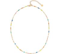 day.berlin Damen Halskette Lauri 39+5 cm 18k vergoldet, bunte Choker Perlenkette, 316L Edelstahl nickelfrei & wasserfest