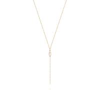 day berlin Damen Perlenkette Elia in Gold 18k vergoldet, 50+5 cm Halskette mit echter Süßwasserperle 6 x 5 mm, 316L Edelstahl, nickelfrei & wasserfest
