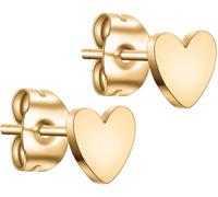 day.berlin Kleine Herz Ohrstecker in Gold 18k vergoldet, 6mm Durchmesser, Damen Ohrringe aus 316L Edelstahl, nickelfrei und wasserfest