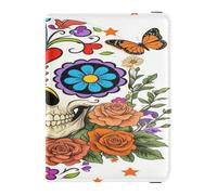 Day Of The Dead Sugar Skull Floral Leather Passport and Imaccine Card Holder Combo Passport Case Travel Documents Wallet Passport Cover with RFID Blocking for Travel Essential Waterproof