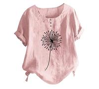 Day Prime 2024 Angebote Schwarze Bluse Damen Kurzarm Damen Stehkragen Button Down Shirt Mit Taschen Damen Oberteil Mit Ausschnitt T-Shirt Damen Mit Pusteblume Damen Kleidung Sale Sale