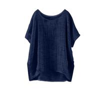 Day Prime Sommer locker Oversized Leinenbluse Kurzarm Vintage Leichte Bluse Basic Rundhals Damen T-Shirt Lässiges Bequemes Modisch Licht Hemdbluse Lässiges Atmungsaktive Elegante Blusenshirt