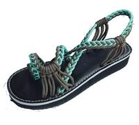 DaYee Damen-Sandalen im Boho-Stil, geflochten, Gladiatoren-Design, für Sommer, Strand, flache Schuhe (grün, 39 EU)